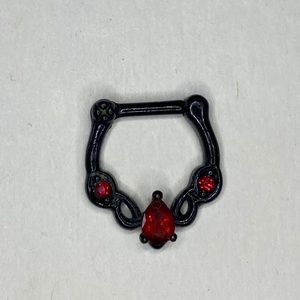 🖤❤️Black septum ring Red crystals clicker 16g